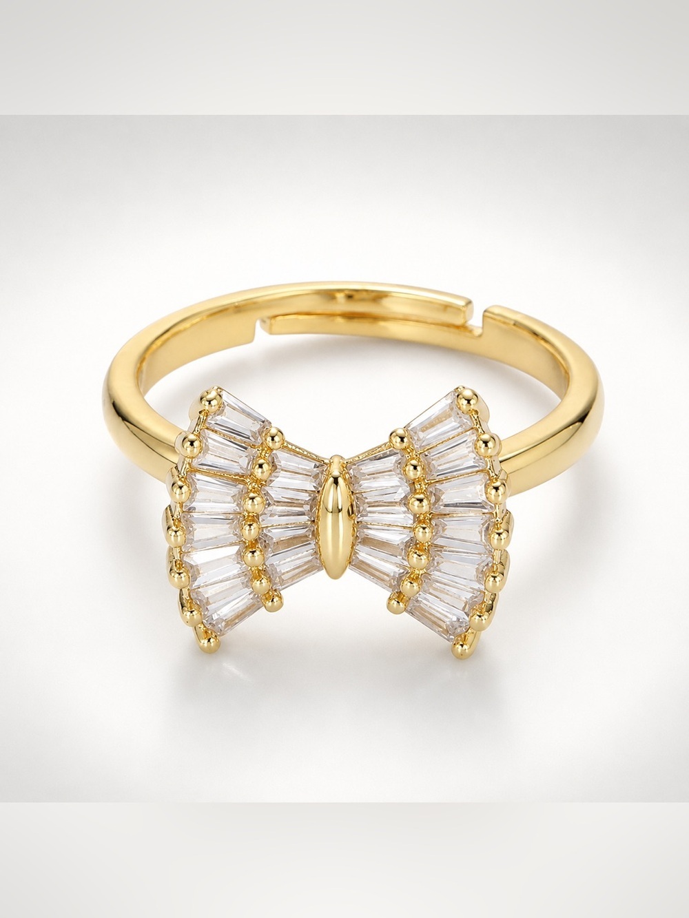 Gold Bow CZ Adjustable Ring (4467)